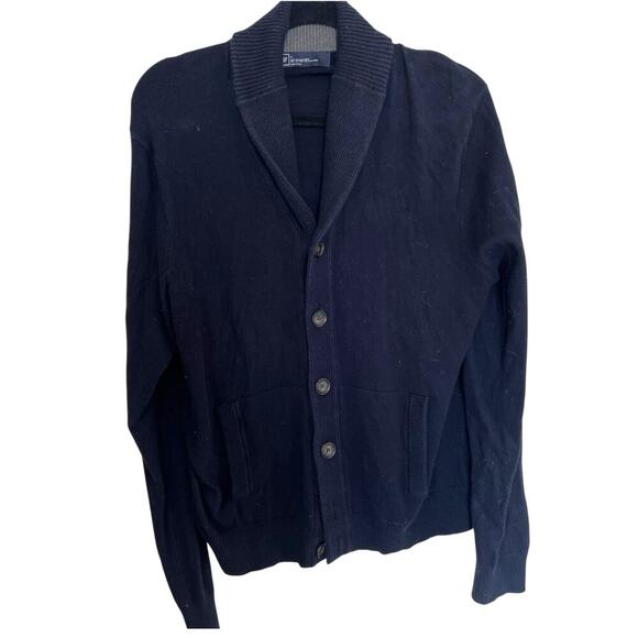 Gap Men’s Shawl Neck Cashmere Blend Cardigan Navy Size Large Preppy Academia - Picture 1 of 8